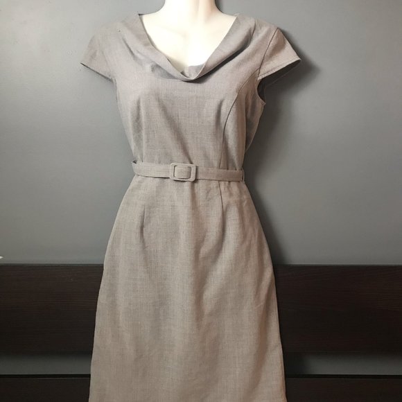 Calvin Klein Gray Cowl Neck Belted, Size 2 - Picture 2 of 6